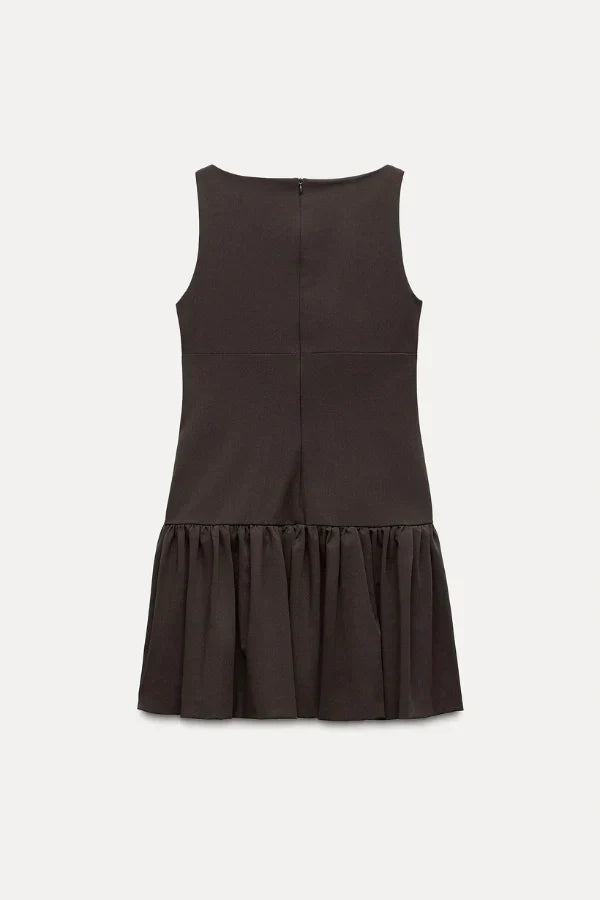 Florence Fiyonklu Fırfırlı Mini Elbise