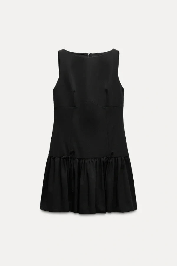 Florence Fiyonklu Fırfırlı Mini Elbise