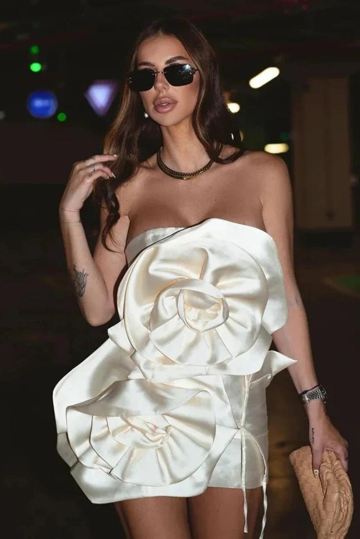 Cari Çiçekli Mini Elbise