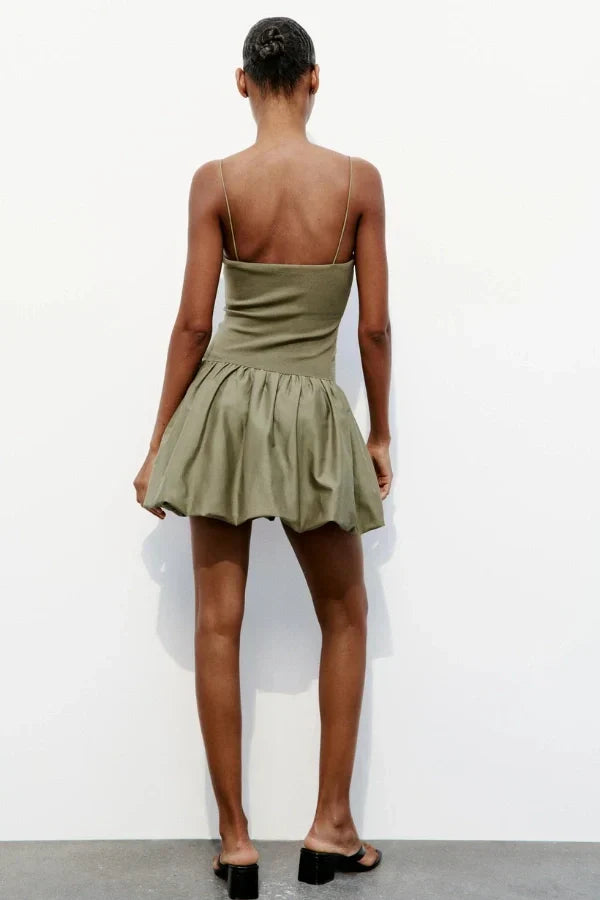 Aubrey Hafif Balon Etek Mini Elbise