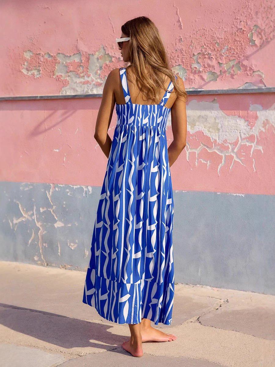 Caviar Baskılı Maxi Elbise