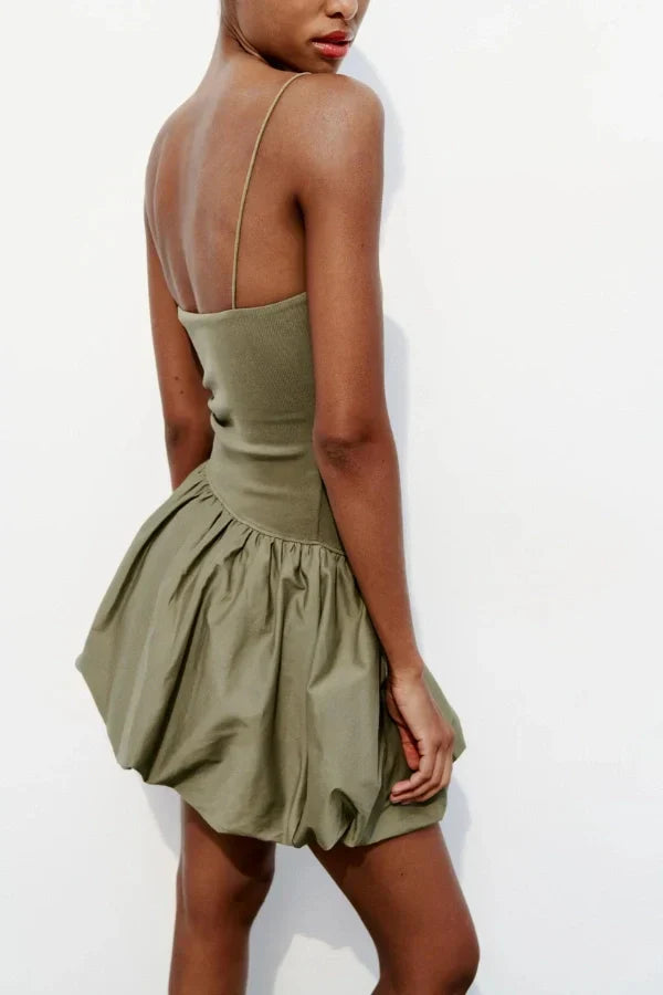 Aubrey Hafif Balon Etek Mini Elbise