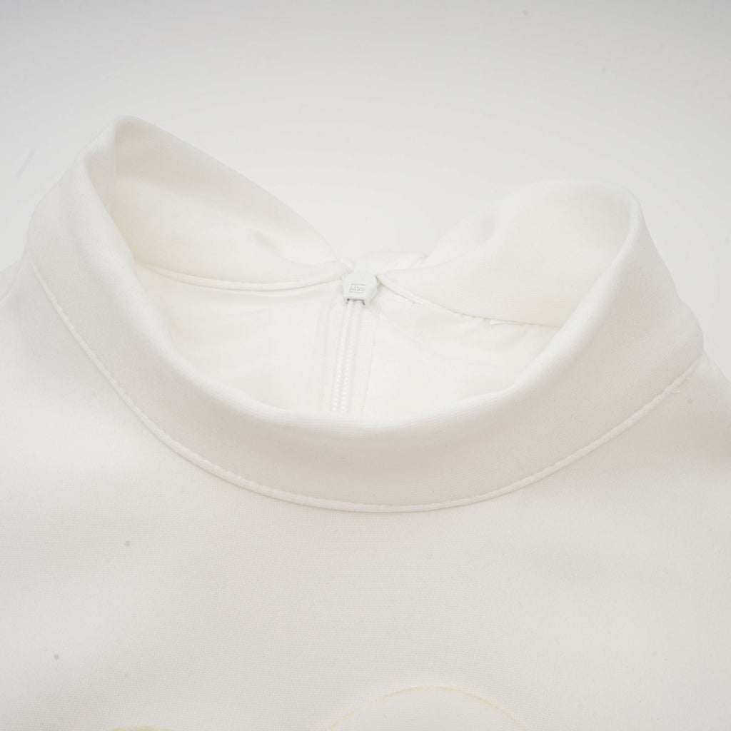 Beyaz Magali Papyonlu Suni Çiçek Süslemeli Kolsuz Maxi Elbise