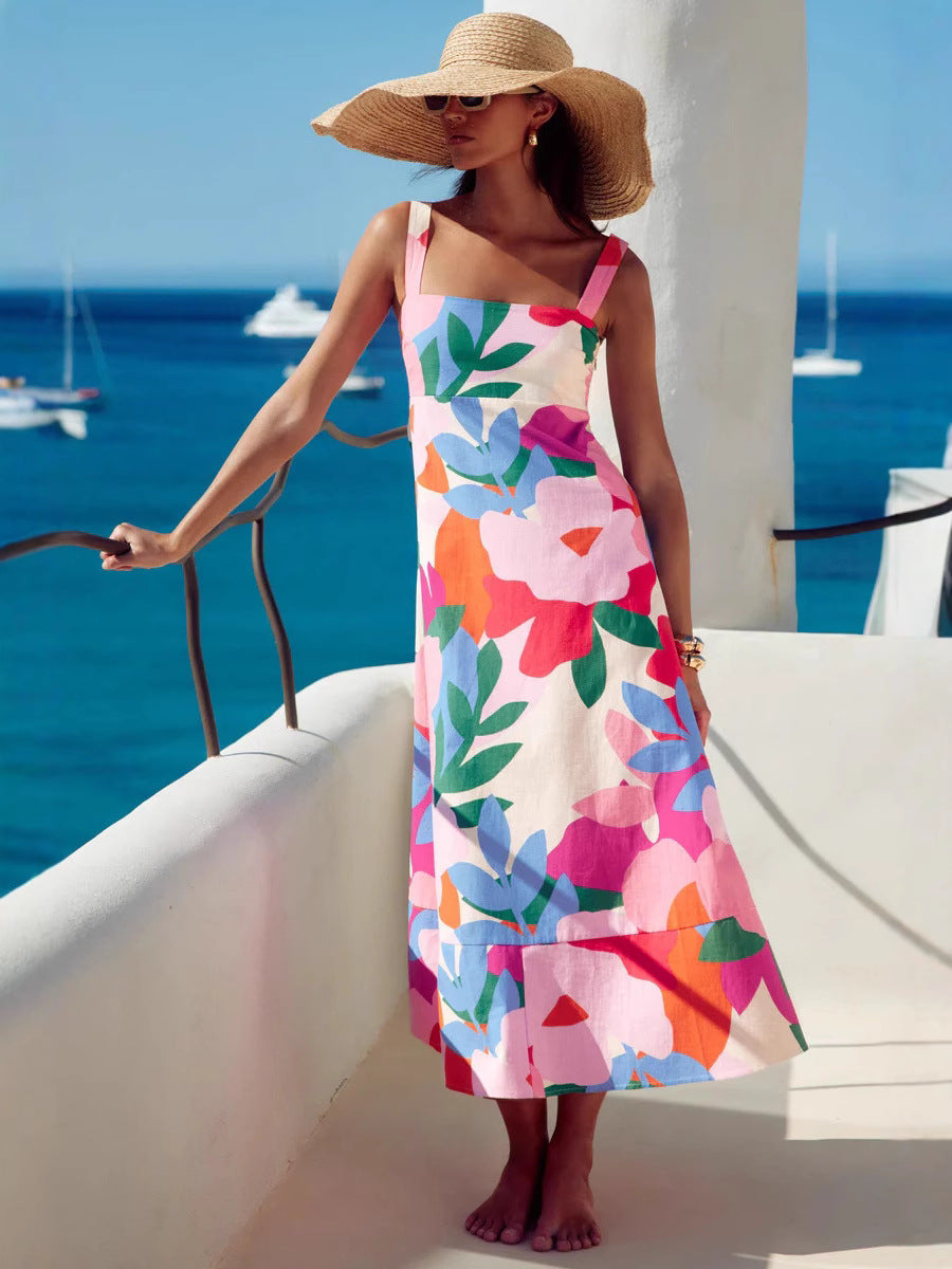 Caviar Baskılı Maxi Elbise