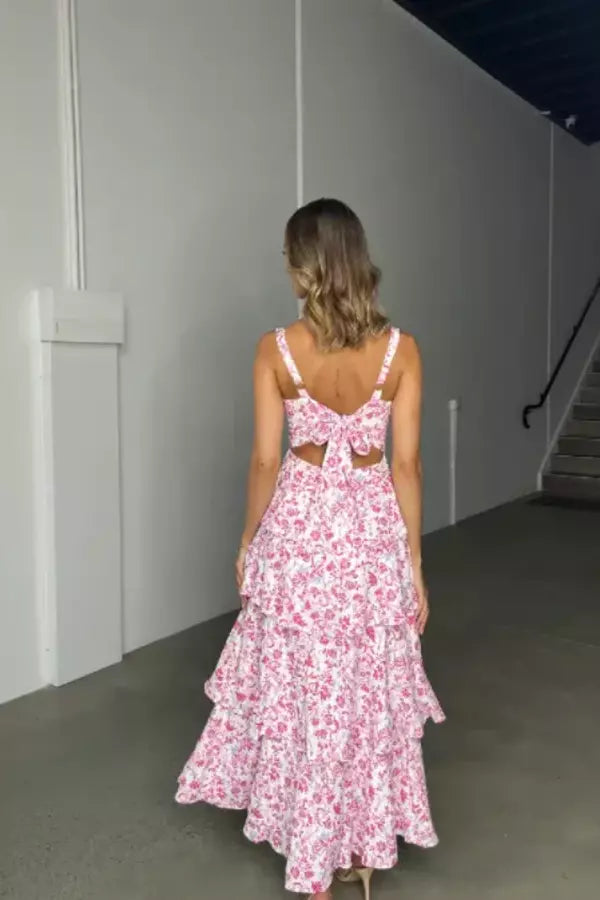 Denise Katlı Çiçekli Elbise