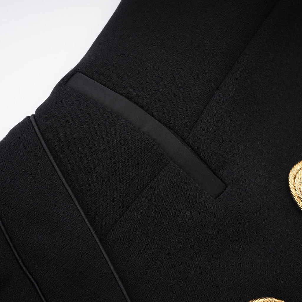 Boyundan Bağlamalı Siyah Mini Elbise Ceketleri