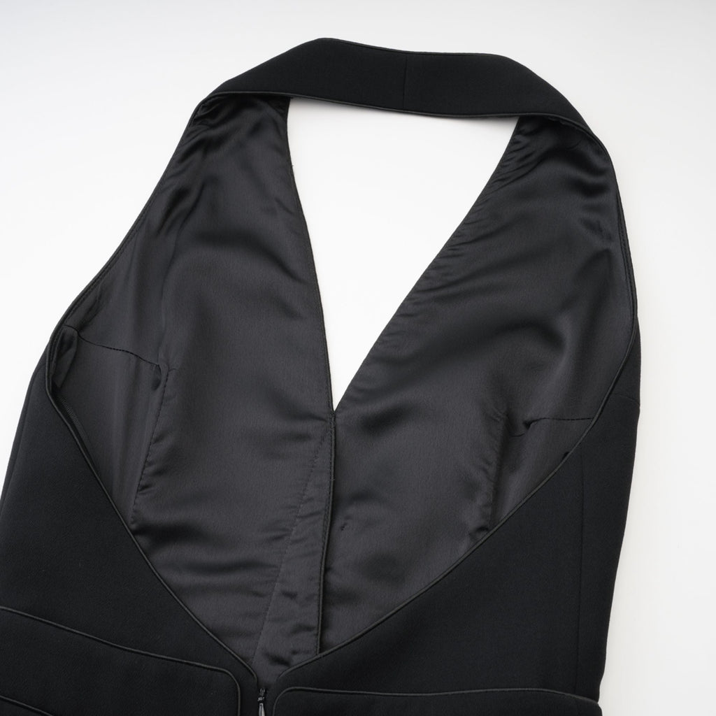 Boyundan Bağlamalı Siyah Mini Elbise Ceketleri