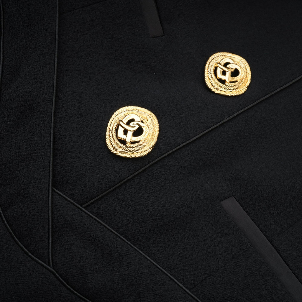 Boyundan Bağlamalı Siyah Mini Elbise Ceketleri