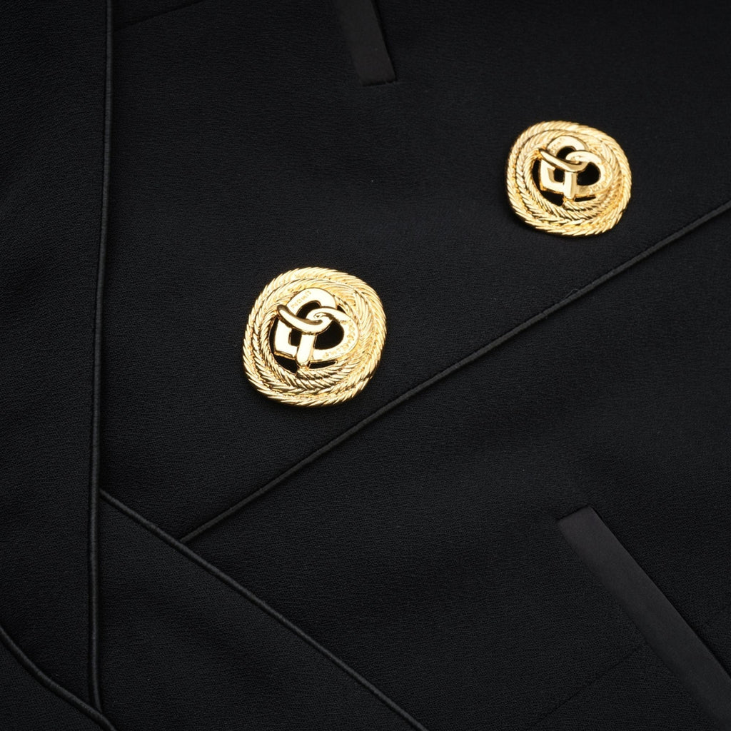 Boyundan Bağlamalı Siyah Mini Elbise Ceketleri