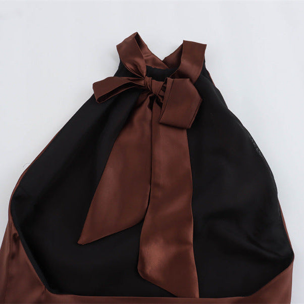 Boyundan Bağlamalı Sırt Detay Maxi Elbise